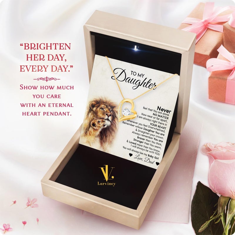 Larvincy To My Daughter Necklace From Dad With Heartfelt Message & Elegant Box, Gifts For Daughter From Father, Beautiful Jewelry Gift From Love Daddy On Graduation, Birthday, Wedding, Christmas - Image 3